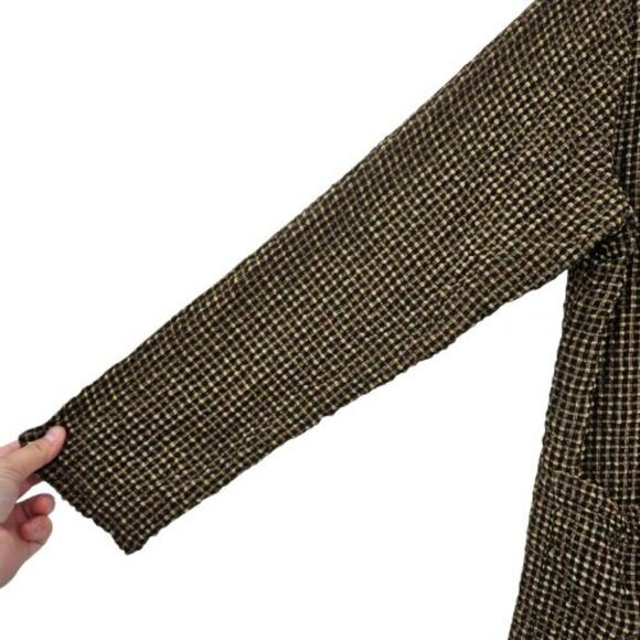 Match Point Seersucker Gingham Plaid Button Up Top Womens Size M Boxy Lagenlook - Picture 5 of 11